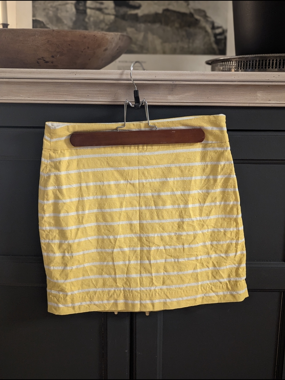 Banana Republic Yellow & White Striped Lined Mini Skirt Size 2